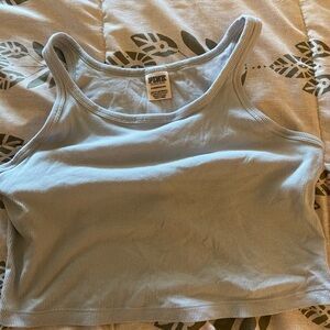 PINK Victoria's Secret Light Blue Ribbed Tank Top